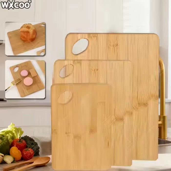 3pcs Bamboo Cutting Board Set Thick Multipurpose Chopping Boards for Meat Vegetables Fruit Bamboo Wooden Kitchen Cutting Board