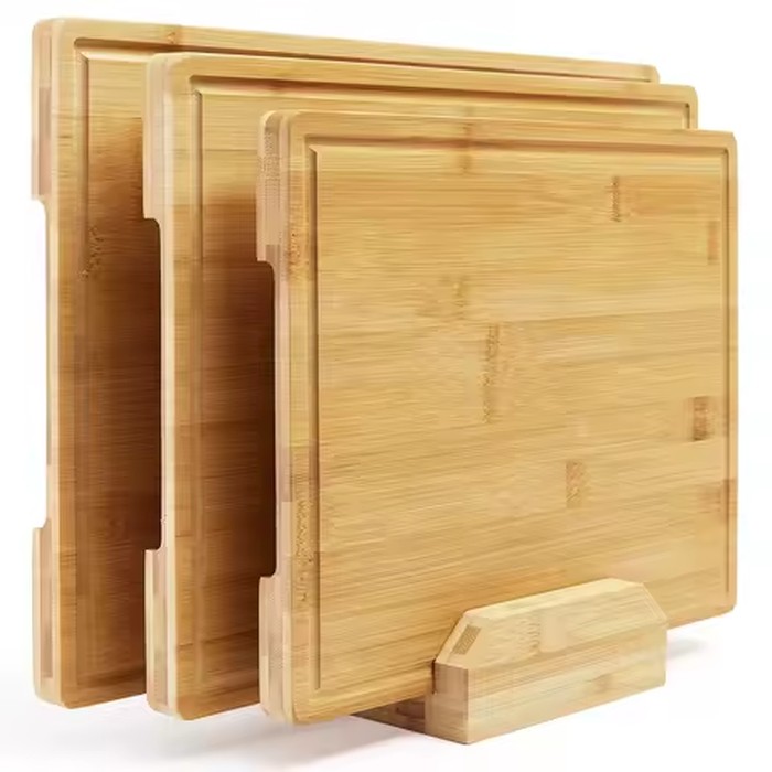 3 PCS Bamboo Cutting Board Set, Juice Groove & Handle Design for Kitchen Food Preparation Cutting Board for Vegetable Prep