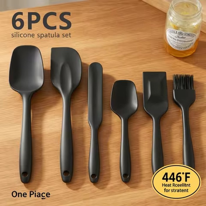 6Pcs Silicone Spatula Set Food Grade Non Stick Heat Resistant Spatulas Turner for Cooking Baking Mixing Baking Tools