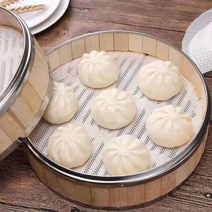 6pcs/set Reusable Silicone Non-Stick Steamer Liners Steaming Mat for Bamboo Steamer Cooking Heat Resistant Kitchen Tool