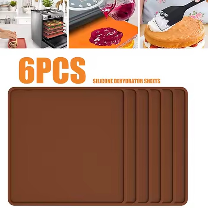 4/6Pcs Silicone Dehydrator Sheets Baking Mats Non-stick Baking Trays for Fruits Cake Bread Swiss Roll Oven Kitchen Accessories