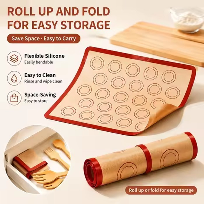 1/2pcs Silicone Baking Mats Thin 0.4mm Reusable Non-Stick Reusable Heat-Resistant Food Grade for Oven Cookies Macaron Pastry