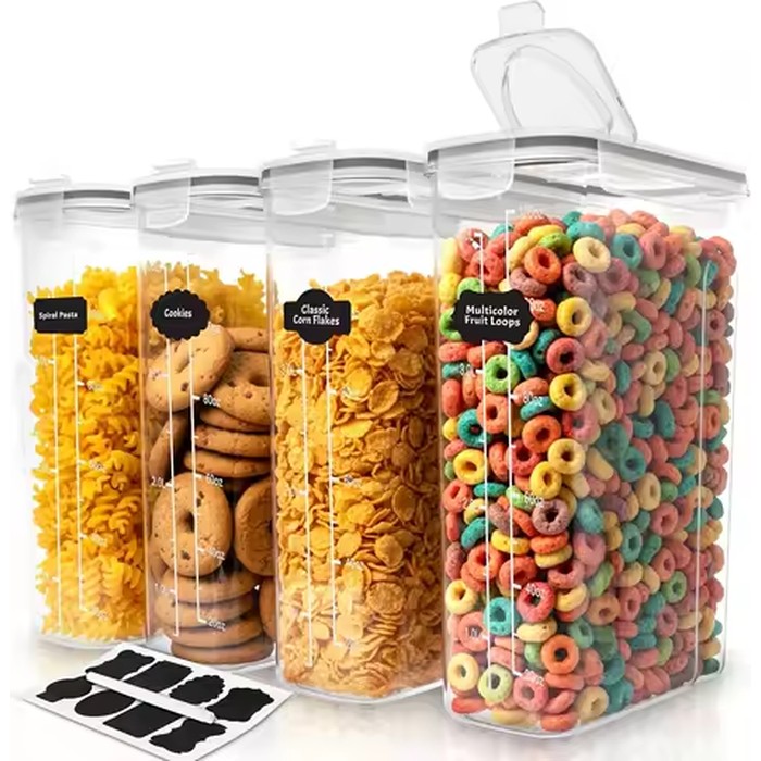 4 PCS Cereal Containers Storage Set , Airtight Food Storage Containers For Pet Food Nuts,Cereal Dispenser For Kitchen Pantry Organization.{120OZ)