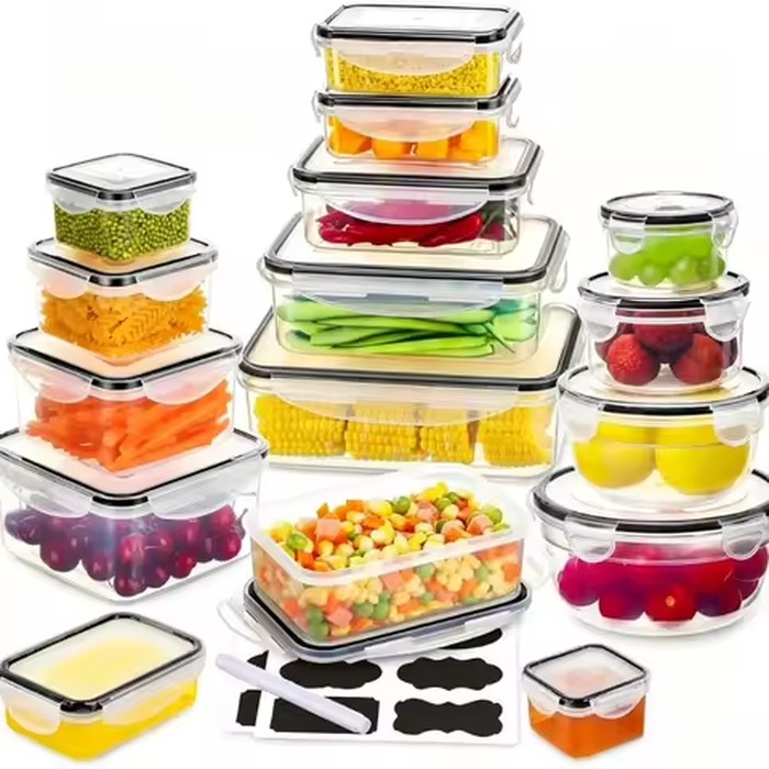 Glass Food Storage Containers Set, Airtight Leak‑Proof Glass Meal Prep Containers with Lids, Multi‑Sizes Reusable Lunch Box for Kitchen Fridge Freezer Microwave Dishwasher Safe, Food Organizer