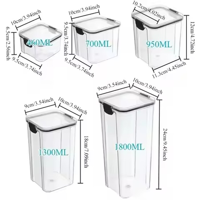 Kitchen Storage Box Food Storage Container Sealed Moisture-proof Grain Storage Tank with Lid Coffee bean noodles Bottle Canister