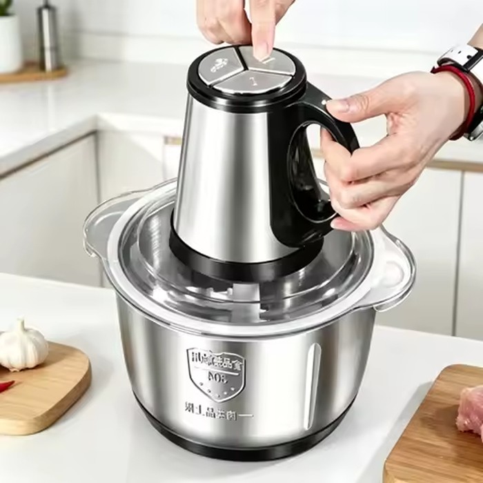 5L EU Standard Stainless Steel Multifunctional Food Crusher Electric Vegetable Meat Grinder Chopper Cutter for Home Kitchen