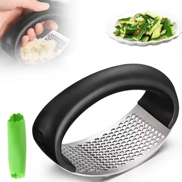 Garlic Press and Mincer, Heavy Duty Stainless Steel with Soft Handle, Effortless Garlic Crusher for Minced Garlic and Paste