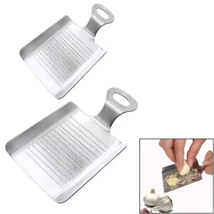 2pcs Ginger Grater Stainless Steel Wasabi Grater Shovel Garlic Press Crushed Kitchen Mincer for Fruits Vegetables Sushi Sashimi