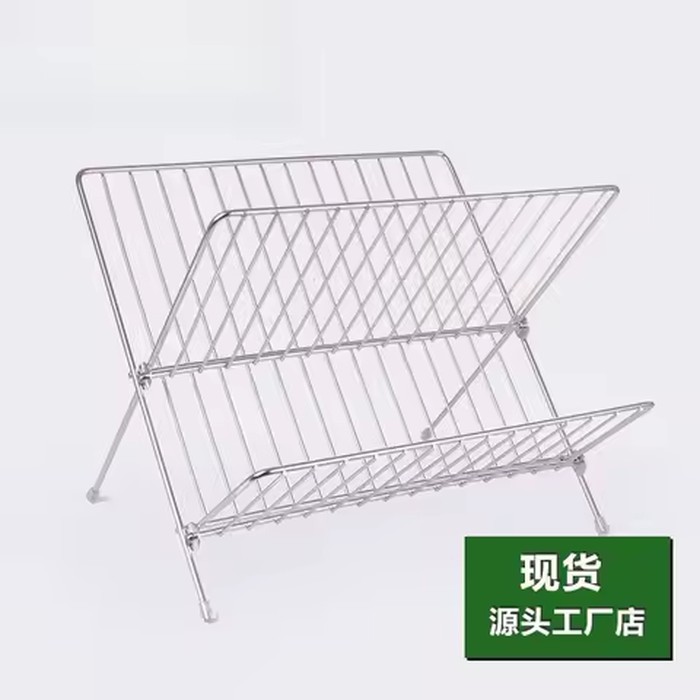 Folding X-Type Kitchen Drain Rack Wrought Iron Dish Drying Rack Bowl Storage Organizer For Sink