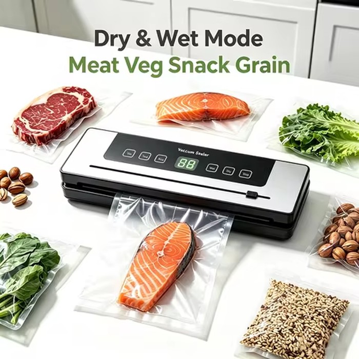 Electric Vacuum Sealing Machine Food Storage Sealing Touch Dry/Wet Built-in Cutter Kitchen Food Sealing Vacuum Packaging Machine
