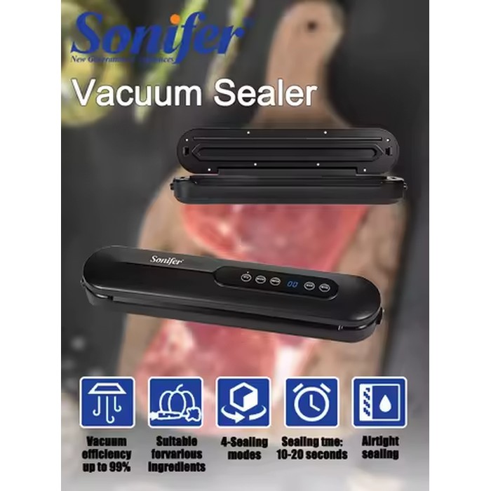 Vacuum Sealer Sonifer SF-1511 90W 60kPa Suction 30cm Sealing Machine Dry Moist Modes Food Saver for Kitchen Storage