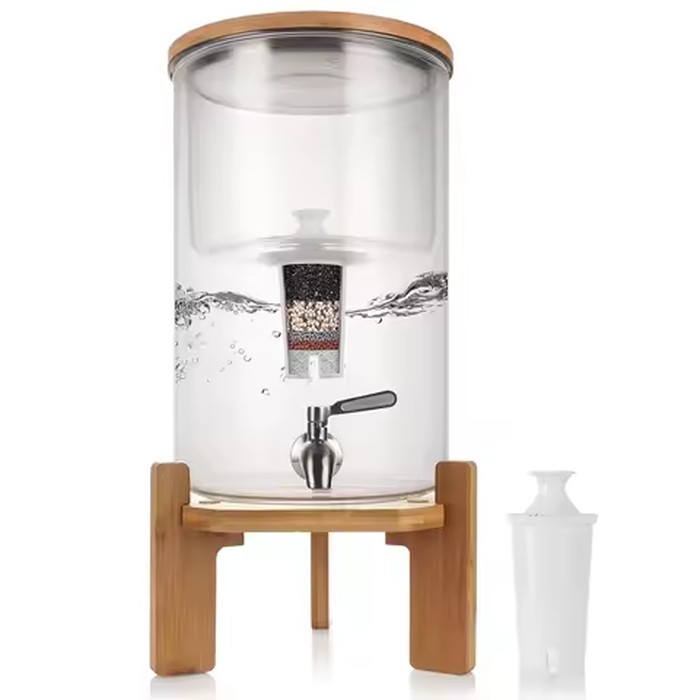 Large Glass Water Filter Pitcher 225 Gallon Dispenser BPA Free Reduces Chlorine Softens Home Office Kitchen