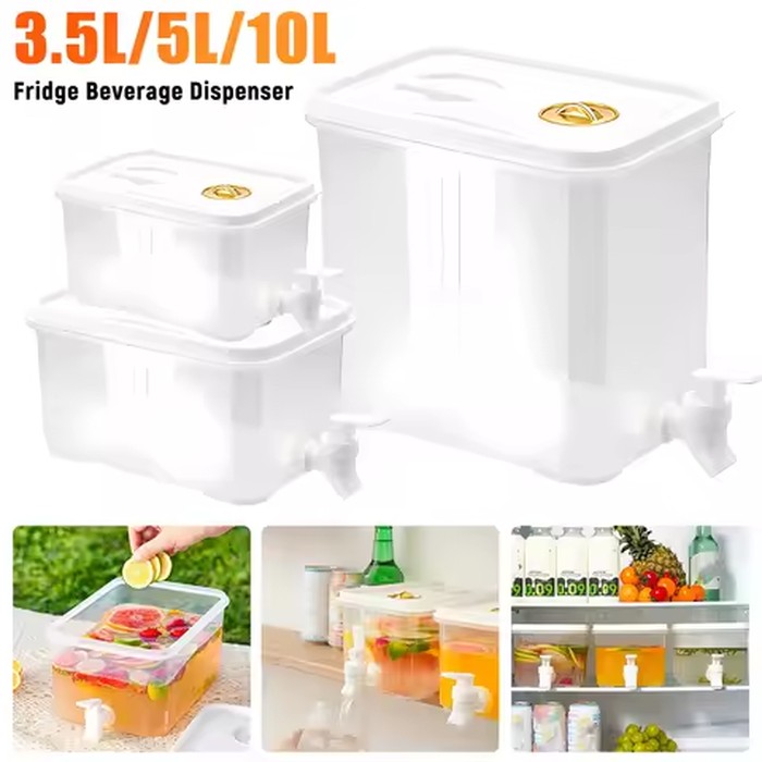 3.5/10L Filter Design Fridge Beverage Dispenser with Spigot Cold Water Pitcher Portable Juice Jug Refrigerator Water Kettle