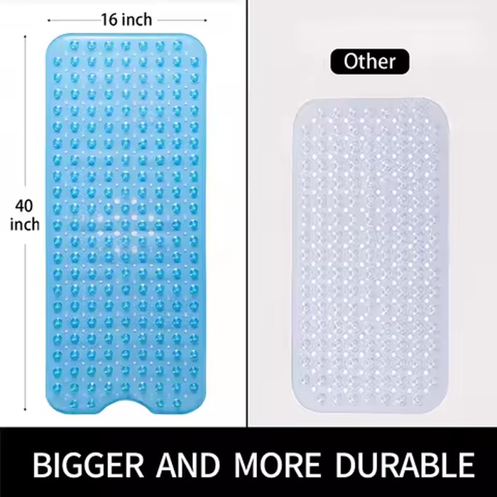 Extra Long Non-Slip Bathtub Mat With Drainage Holes And Suction Cups Non-Slip Bathtub Mat, 40 X 16 Inch Extra Long Bathtub Mat, Soft On Feet Machine Washable Bathroom Shower Mat - Ideal For Home, Hotel, And Car Travel - Available In Multiple Colors