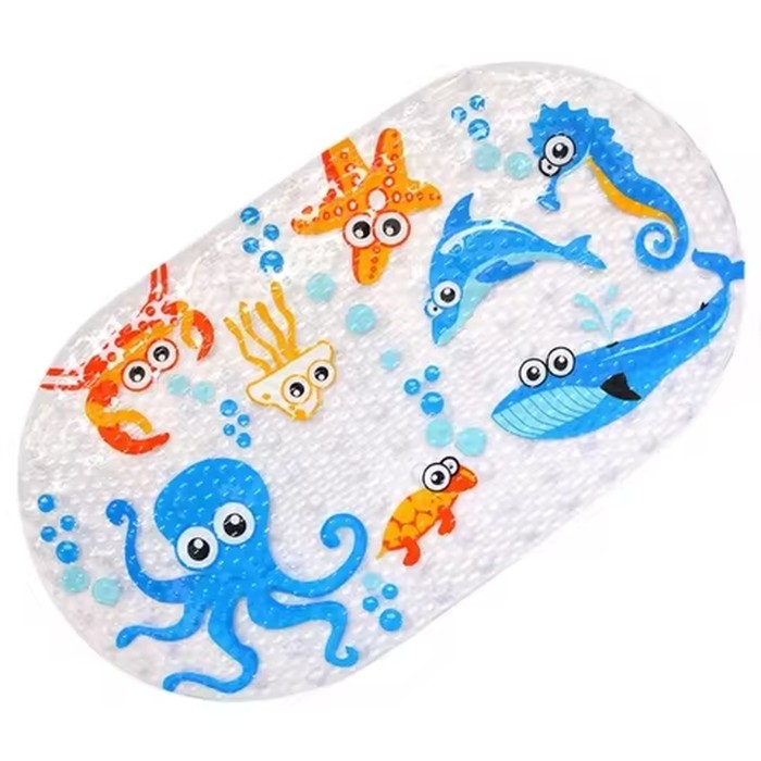 1pc Cartoon Non-slip Bath Mat with Suction Cups 38x69cm Shower Mats for Bathroom Kid's Bathtub Carpet Bath Mat Bathroom Rug