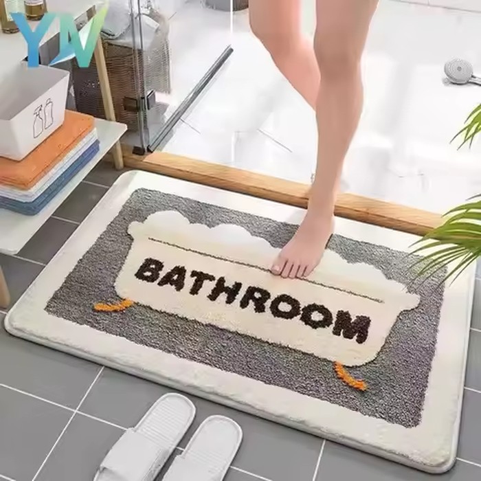 Soft Faux Wool Bathroom Mat Super Absorbent Non Slip Rug Shower Tub Carpet Dirt Resistant Comfort Toilet Floor Mat Pad