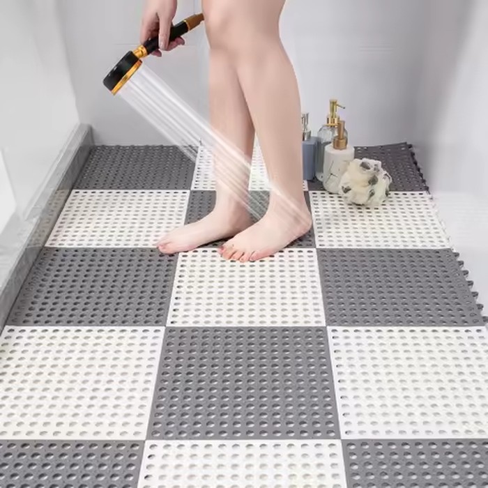 Bathroom Anti Slip Mat Interlocking Floor Tiles Waterproof Shower Bath Mat Non Slip Splice Drainage Mats for Toilet BathroomHome