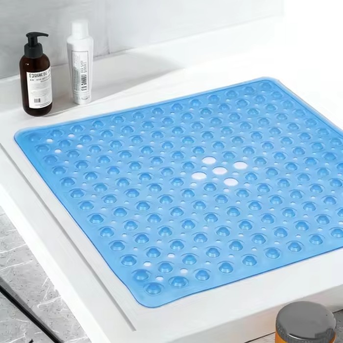 53x53cm Non Slip Shower Mat for Inside Shower Stall Mats for Bathroom Floor, Soft Bath Mat for Bathtubs with Big Suction Cups