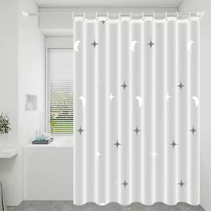 1pc Cute Star and Moon Galaxy Kids Shower Curtain Funny Cartoon Waterproof PEVA Bathroom Decor