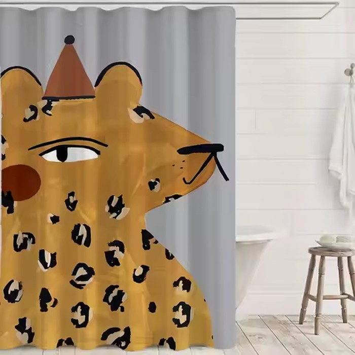Abstract Leopard Rabbit Bear Tiger Mouse Rainbow Funny Bathing Curtain Bathroom Shower Curtain Waterproof With 12 Hooks Home