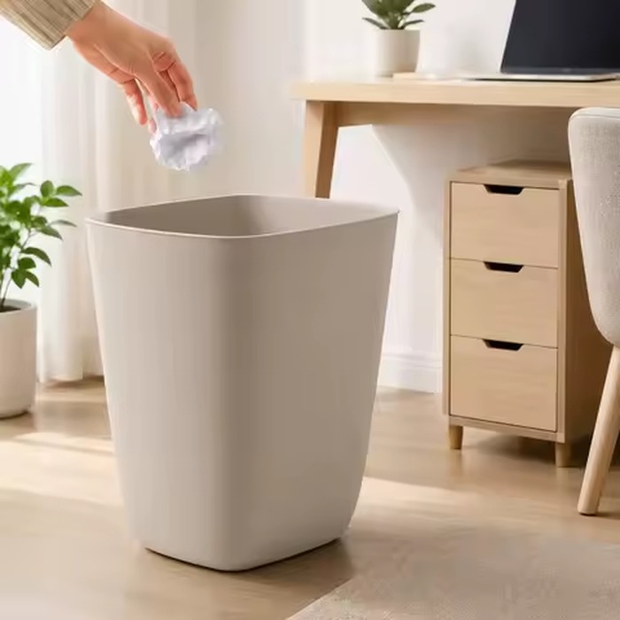 Minimalist Square Open Top Basket, Matte Plastic Waste Bin, Lightweight Simple Trash Can For Bedroom Office Bathroom Desk Home S