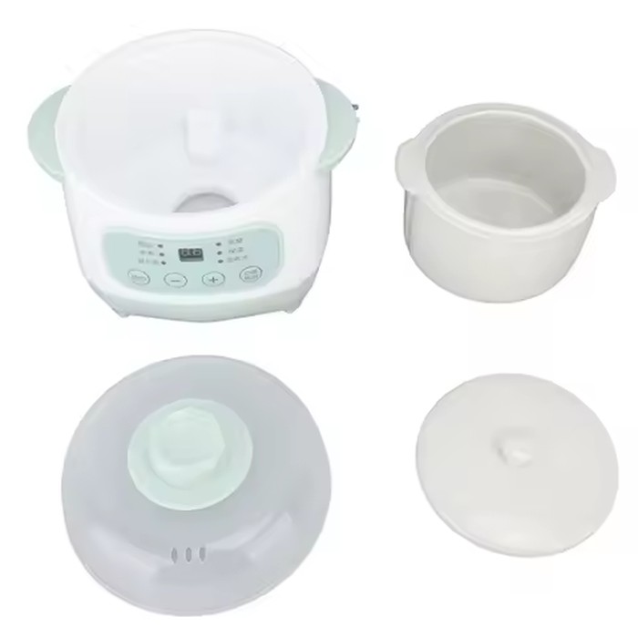 Small Slow Cooker Slow Cooker Uniform Heating Green Ceramic ABS Compact 1L Timer for Apartment