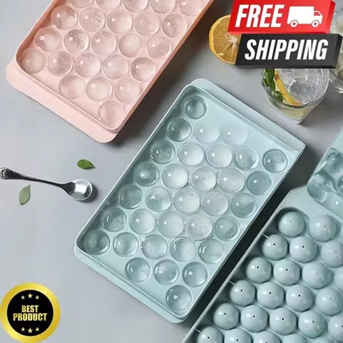 33 Cavity Ice Ball Maker Mold with Lid Silicone Ice Cube Tray for Cocktail Drink