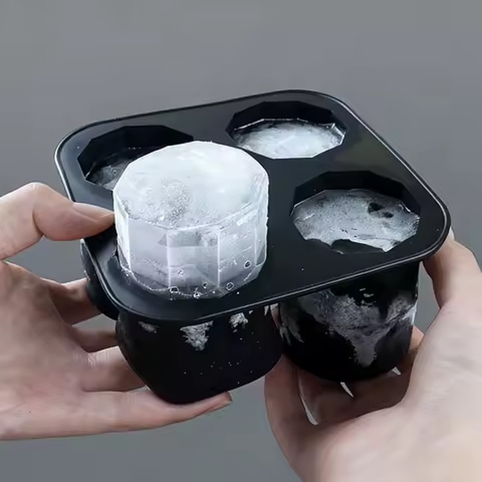 Silicone Ice Cube Tray, Large Round Ice Cubes and Square Ice Cubes, BPA-free, Reusable, with Lid, Suitable for Cocktails, Whisky