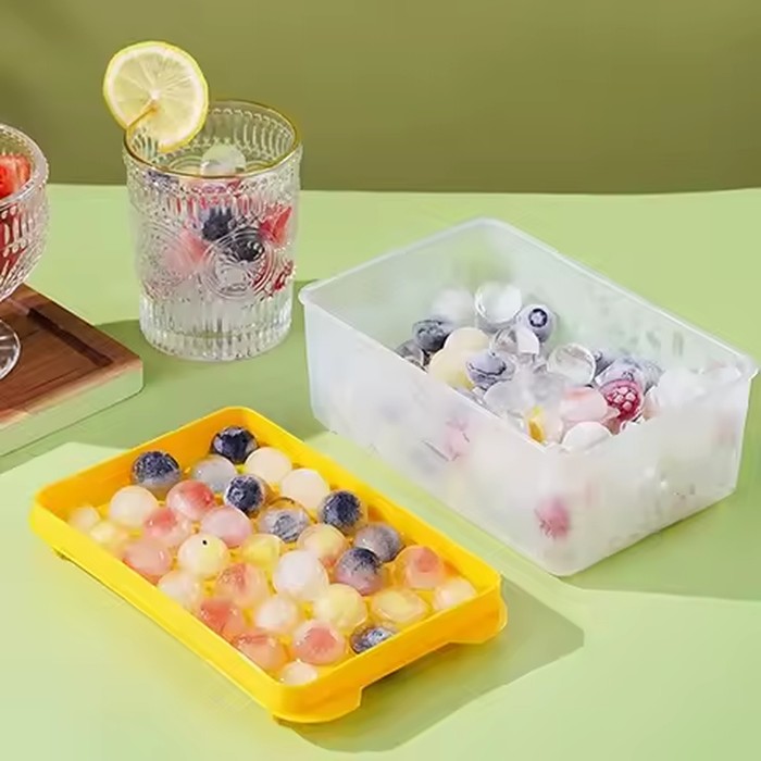 Creative Silicone Ice Grid Mold Storage Box Round Ice Cube Tray Lollipop Making Mold Hockey Ball Maker Kitchen Tools Accessories