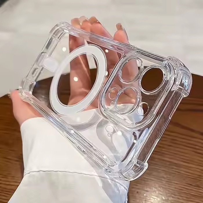 Luxury For Magsafe Shockproof Clear Case For iPhone 17 16 15 14 13 12 11 Pro Max Plus Magnetic Wireless Charge Transparent Cover