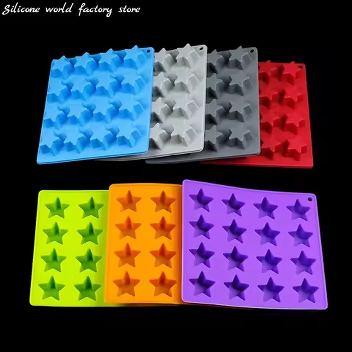 Silicone World DIY Five-pointed Star Ice Cube Silicone Molds 16 Grids Star Ice Grid Mold Ice Making Tray Chocolate Baking Tools