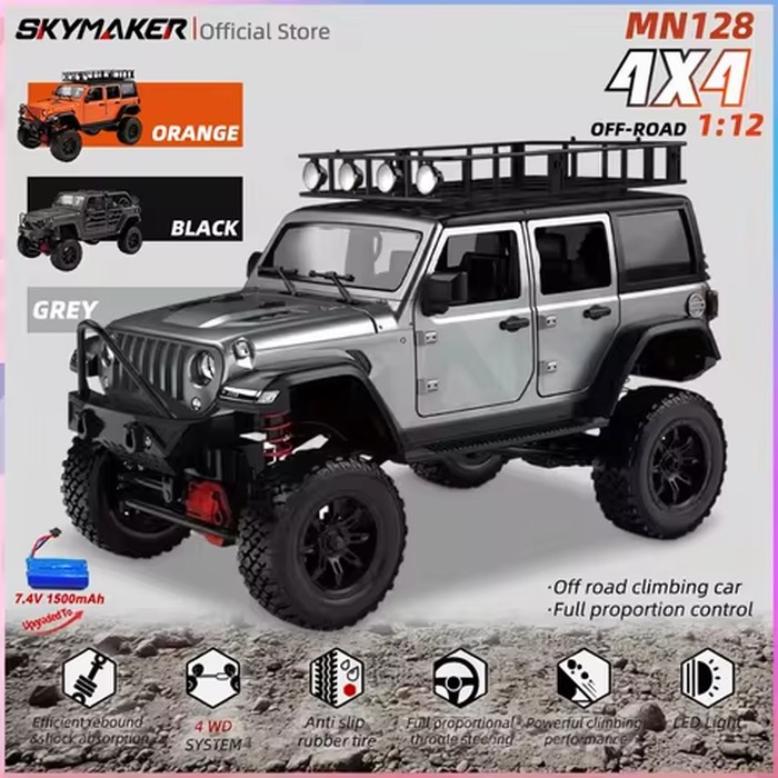 MN128 1/12 RC Car 4WD Jeep Model 2.4G Remote Control LED Light 4X4 Off Road 4WD Climbing RC Truck Electric Toy Car Gift for Boy