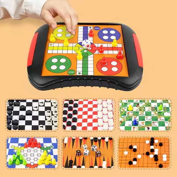 3-in-1/5-in-1/7-in-1 Board Game Sets, Snakes and Ladders, Checkers, Ludo, Etc., Family Desktop Educational Toys.
