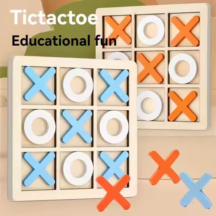 Solid Wooden Tic Tac Toe Board Game - Perfect for Family Fun and Backyard Entertainment!