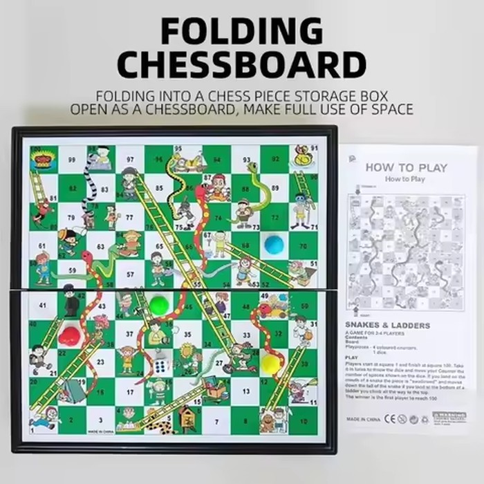 New Desktop Foldable Snake Ladder Board And Game Family Chessboard Portable