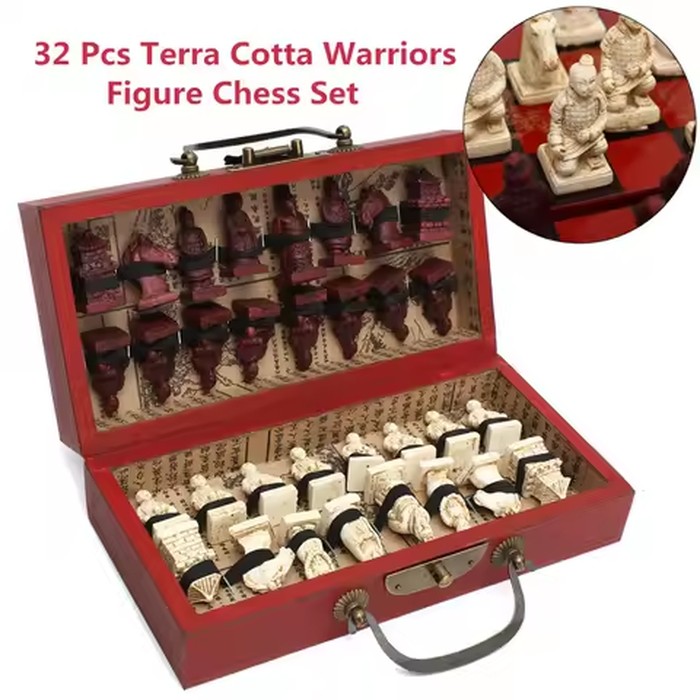 Wooden Antique Chinese Chess Pieces Set Board Game Family Leisure Toys Chinese Chess