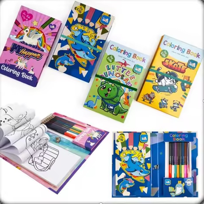 Color Pencil Draw Book Set Coloring Book Colored Pencil Drawing Notebook Graffiti Children's Painting Set Kids Birthday Gift