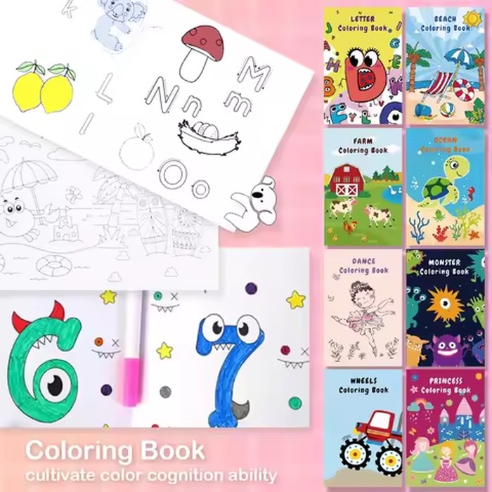 Kit 8pcs Children Coloring Book for Kids Drawing