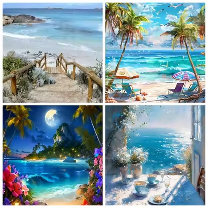 75*50cm 1000 Pieces Jigsaw Seaside Landscape Beach Stress Reducing Toys Holiday gift Perfect for DIY Creative