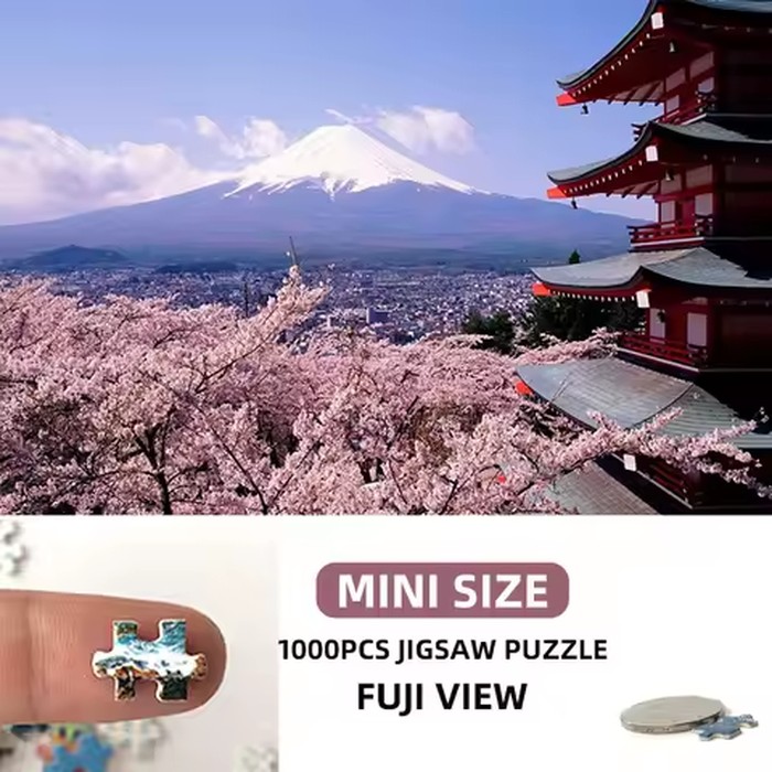 38*26cm Mini Adults 1000 Pcs Paper Jigsaw Puzzles Japan FUJI Mountain Beautiful Photo Landscape Home Decro Family Friends Gifts