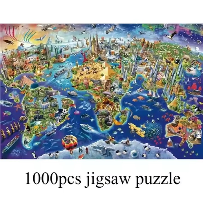 75*50cm Adult 1000 Pieces Jigsaw Puzzle World Landmark Beautiful Landscape Paintings Christmas Gifts