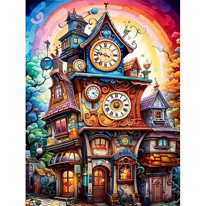 The Clock House Scenery 500/1000/1200/2000 PCS Jigsaw Puzzles Family Activity Games for Gameroom Bedroom Gifts Home Decor