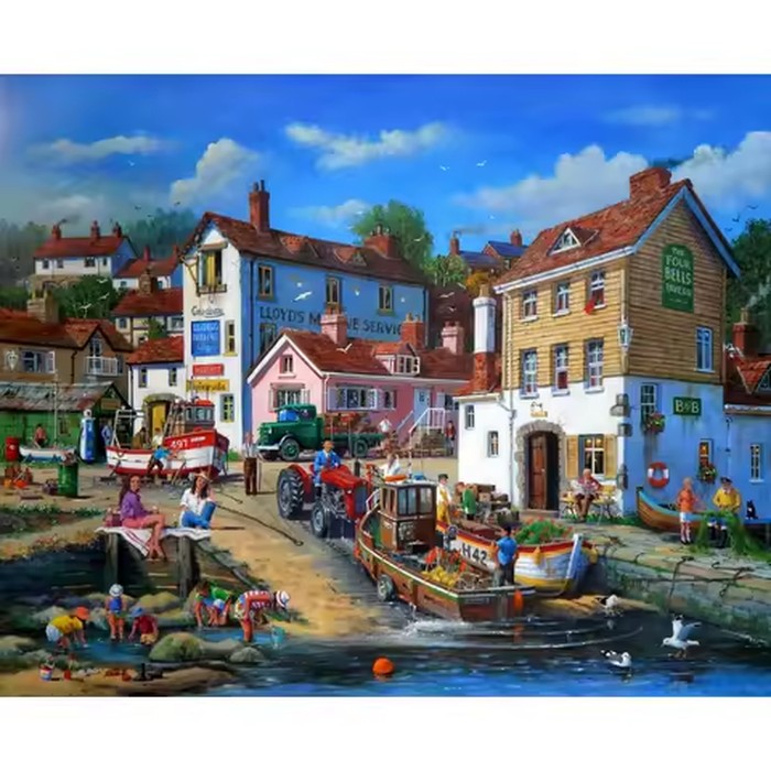 500/1000/1200/2000 PCS Jigsaw Puzzles Happy Life in Coastal Town Family Activity Relaxing Games for Living Room Home Decor Gift