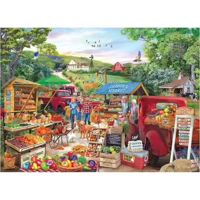 Adult Jigsaw Puzzle Red Trucks Farm Market 1000/500/300/120 Pieces Landscape Puzzle Birthday Gift Room Decor Entertainment Toy