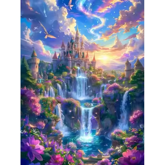 Sunset Castle Waterfall 500/1000/1200/2000 PCS Jigsaw Puzzles Family Activity Relaxing Games for Living Room Home Decor Gift