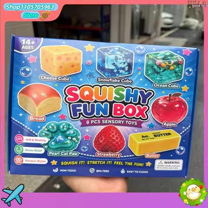 A Set Maltose Squishy Stress Relief Toys Set Soft Squeeze Fidget Toy Box Pack Cute Slow Rebound Decompression Toy Gift for Adult