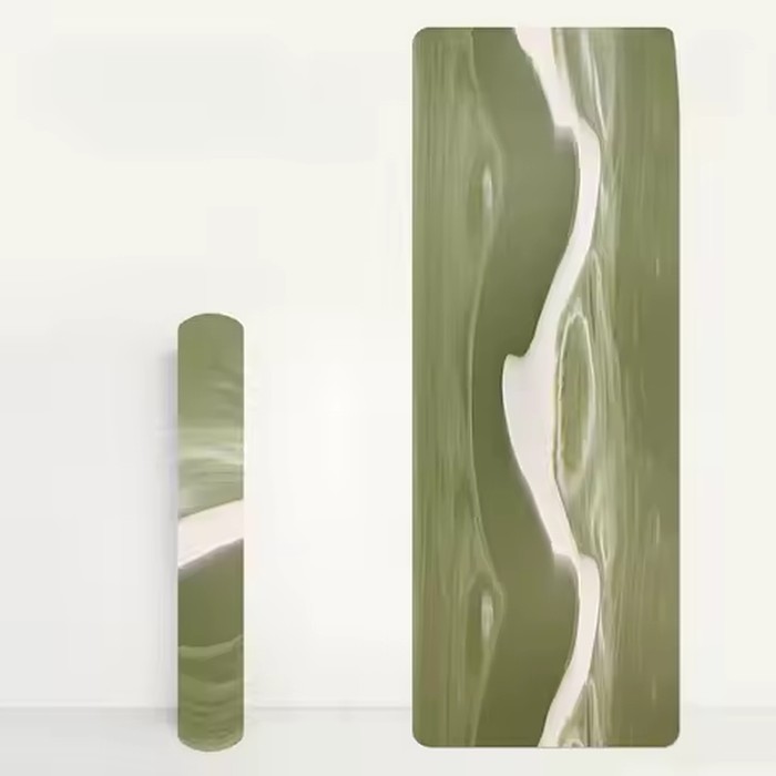 Natural Rubber Yoga Mat | Color Contrast Flowing Grain, Coconut Shell Matte Finish, Non-Slip Sweat-Wicking Professional Workout