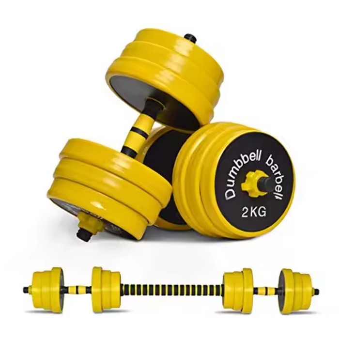 Home gym weights set: cast iron dumbbells, kettlebells, barbell set in black; 20-40-50-70LB 3-in-1 adjustable, non-slip grip, a