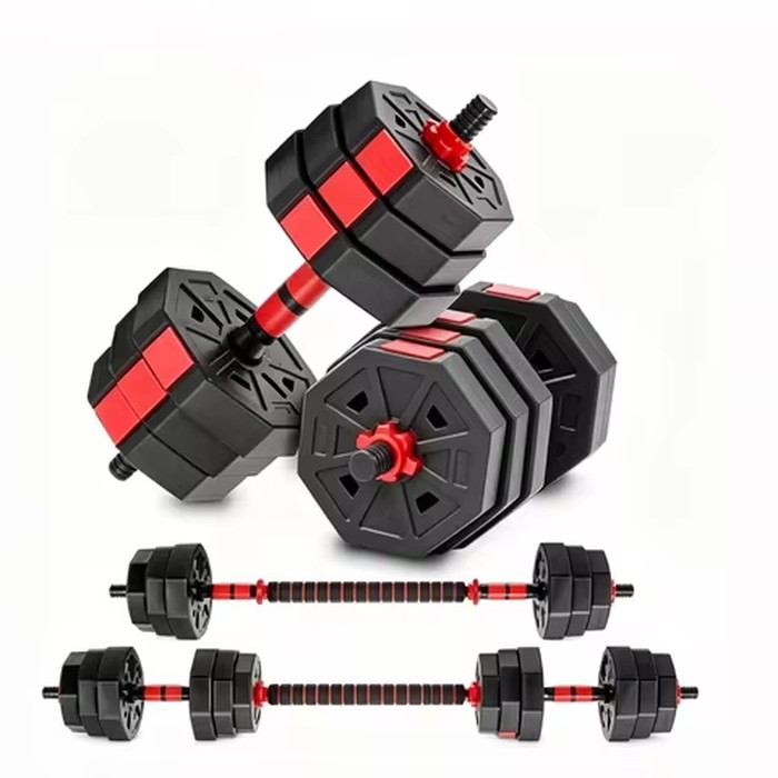Adjustable Dumbbell Set 2 in 1 Convertible Barbell 5.5-44lbs Rubber Coated Dumbbell Home Gym Weight Training Fitness Equipment