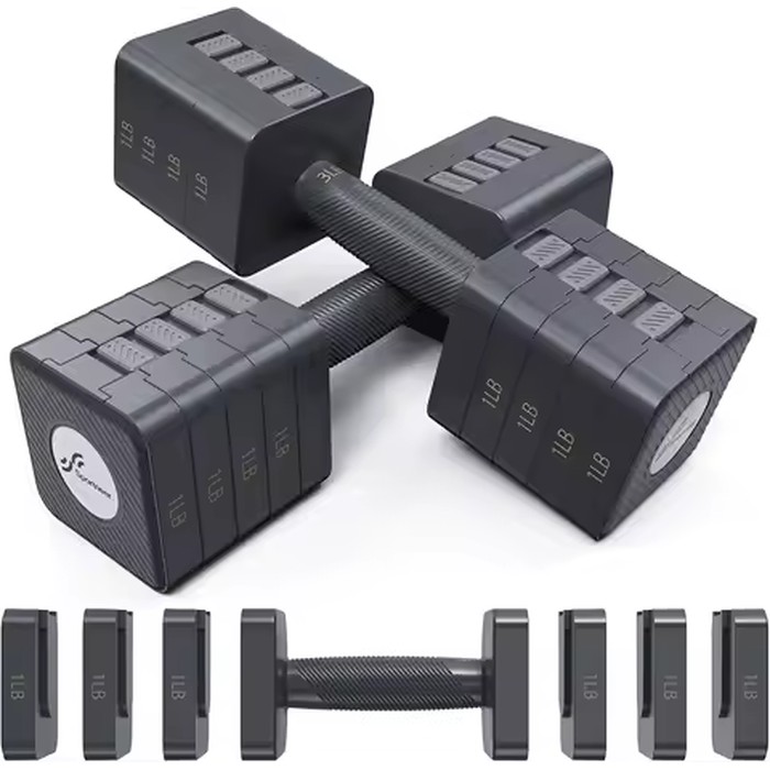 Adjustable Dumbbells for Home Gym Exercise, Metal Material, Silver Color, 5 in 1 Weight Adjustment, Fast Adjust Feature